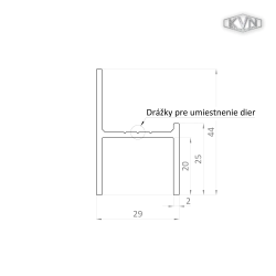 UT profil 29x44mm, materiál EN AW-6060 T66, prírodný hliník bez povrchovej úpravy, cena za meter UT profil 29x44mm, materiál EN AW-6060 T66, prírodný hliník bez povrchovej úpravy, cena za meter